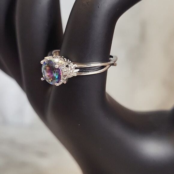 Multi Colors Zirconia Gemstone Ring Size 8 - Picture 4 of 16